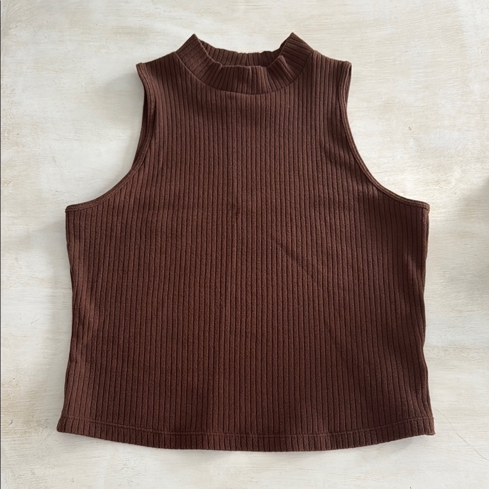 Old Navy Brown Ribbed Crop Tank Top